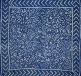 ผ้าพันคอผ้าบาติก ผ้าฝ้ายบาง Dabu สีฟ้าคราม 20 x 20