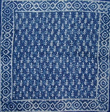 Sciarpa Batik in cera blu indaco Dabu in cotone leggero 20 x 20