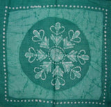 Cotton Batik Scarf Hanky Head Band 20 x 20 Green