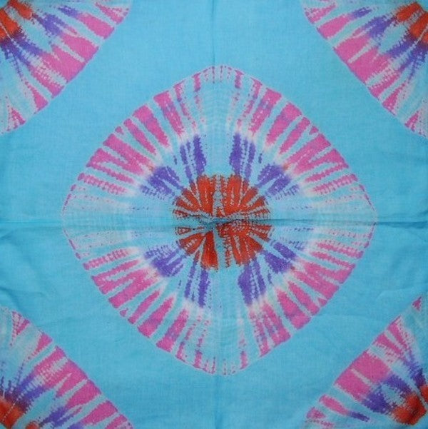 Handcrafted Cotton Tie Dye Scarf 20 x 20 Turquoise