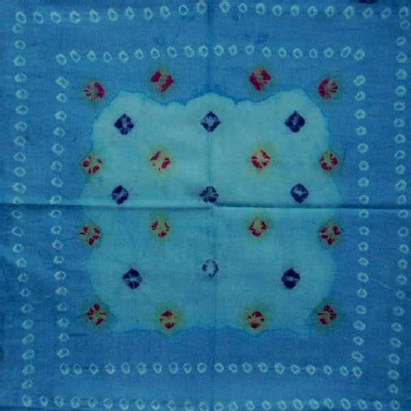 Handcrafted Light Cotton Tie Dye Scarf 20 x 20 Turquoise