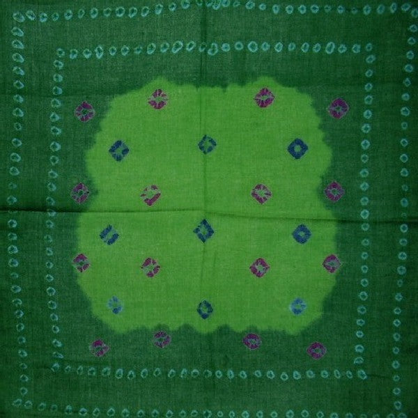 Handcrafted Light Cotton Tie Dye Scarf 20 x 20 Green