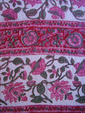 Floral Block Print Neck Scarf Light Cotton 72 x 15 Red & Pink