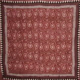 Veggie Dye Block Print Paisley Scarf Light Cotton 42 x 42 Red