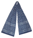 Echarpe Batik Wax Dabu Bleu Indigo Coton Léger 72 x 15