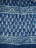 Eșarfă Batik Blue Indigo Dabu Wax Bumbac ușor 72 x 15