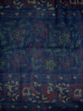 Floral Block Print Neck Scarf Light Cotton 72 x 15 Blue