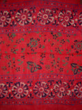 Floral Block Print Neck Scarf Light Cotton 72 x 15 Red