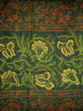 Floral Block Print Neck Scarf Light Cotton 72 x 15 Green