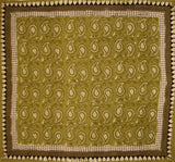 Пейсли шал с печат на зелени багрила светъл памук 42 x 42 зелено