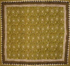 Paisley-Schal mit Veggie-Dye-Blockdruck, leichte Baumwolle, 42 x 42, Grün