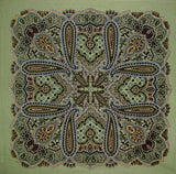 Cotton Paisley Head Scarf Bandana 22" x 22" Sage