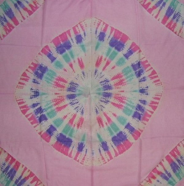 Handcrafted Cotton Tie Dye Scarf 42 x 42 Pink
