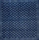 Indigo Blue Dabu Wax Batik Šalikas Šviesi Medvilnė 42 x 42