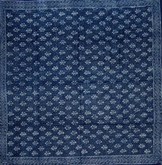 Indigo Blue Dabu Wax Batik Scarf Light Cotton 42 x 42