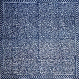 Indigo Blue Dabu Wax Batik Scarf Light Cotton 42x42