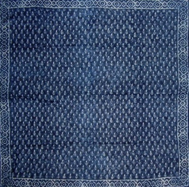 Lenço Batik Cera Dabu Azul Índigo Algodão Leve 42 x 42