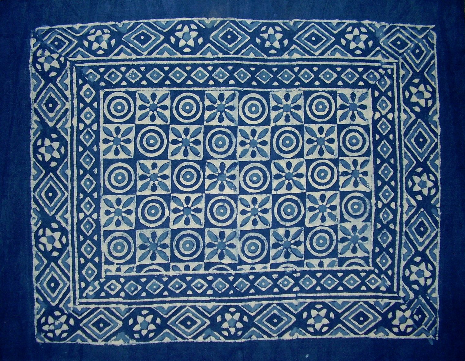 Atverčiamas medvilninės pagalvės apmušalas Indigo mėlynas Dabu Block Print 28" x 24" Indigo Blue