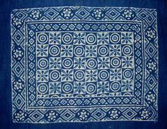 双面棉质枕套靛蓝大布版画 28 英寸 x 24 英寸靛蓝