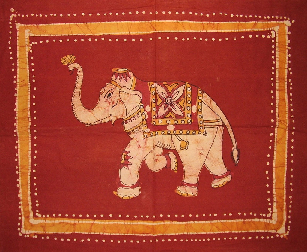 Vändbar bomullskudde Sham Authentic Batik Elephant 30" x 24" Multi Color
