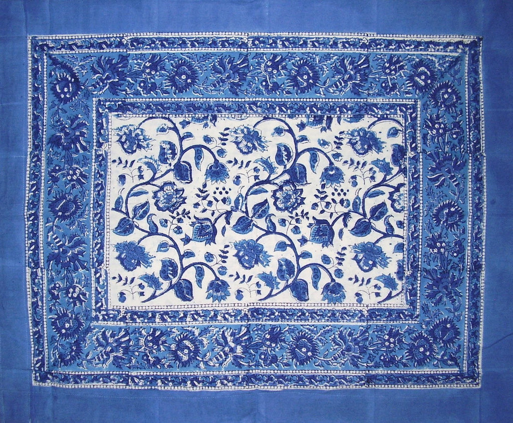 Reversible Cotton Pillow Sham Rajasthan Block Print 28" x 24" Blue