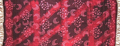 Cosmic Celestial Batik Shawl Wrap Scarf 24 x 66 Dark Red