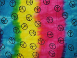 Tie Dye Peace Sign Long Neck Scarf Cotton 18 x 72 Turquoise