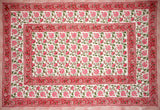 Pretty in Pink Block Print Cotton Tablecloth 90" x 60" Pink