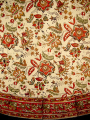 Jaipur Block Print Round Cotton Tablecloth 72" Autumn Colors