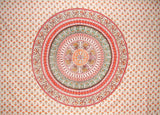 Indian Print Mandala Rectangle Cotton tablecloth 96" x 64" Red