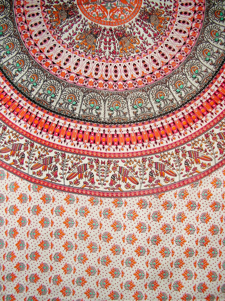 Indian Print Mandala Rectangle Cotton tablecloth 96" x 64" Red