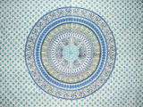 Indian Print Mandala Rectangle Cotton tablecloth 96" x 64" Blue