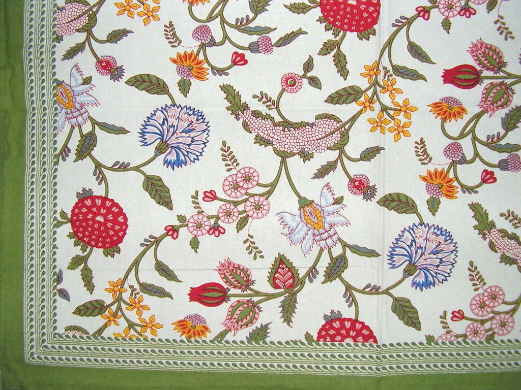 Floral Berry Cotton Tablecloth 90" x 60" Multi Color