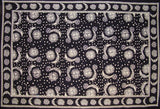 Tapiserija Celestial Block print pamučni dvostruki prekrivač ili stolnjak 106" x 70" crno-bijeli