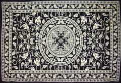 Cotton Marine Spread or Tablecloth 90" x 60" Black & White