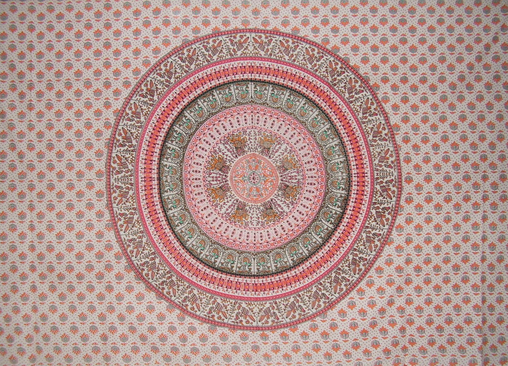 Indian Print Mandala rektangel bomullsduk 88" x 58" Rød