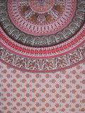 مفرش طاولة مستطيل من القطن بطبعة ماندالا الهندية مقاس 88 بوصة × 58 بوصة باللون الأحمر
