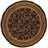 French Floral Round Cotton Tablecloth 88" Amber on Black