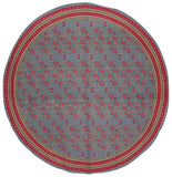 Vintage Appeal Round Cotton Tablecloth 88" Blue and Red