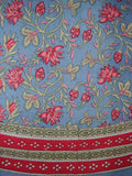 Vintage Appeal Round Cotton Tablecloth 88" Blue and Red