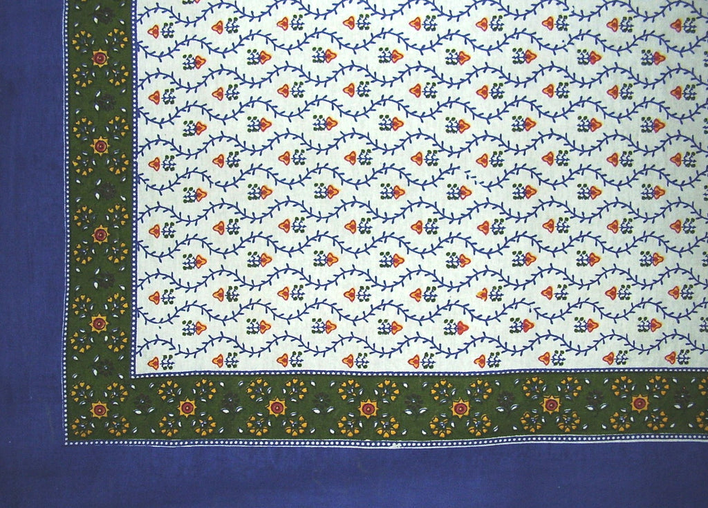 Mantel cuadrado de algodón con estampado Buti, 60 "x 60", azul
