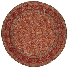 Veggie Dye Block Print Round Cotton Tablecloth 70" Red