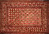 Toalha de mesa de algodão floral impressa em bloco de mão Dabu 86" x 60" vermelha