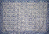 Block Print Rajasthan Vine Cotton Tablecloth 90" x 60" Blue