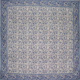 Block Print Rajasthan Vine Square Cotton Tablecloth 60" x 60" Blue