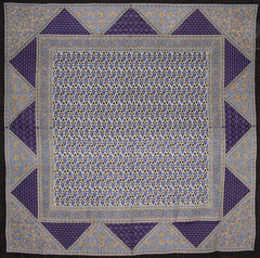 Geometric Floral Square Cotton Tablecloth 70" x 70" Purple