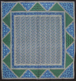 Mantel de algodón cuadrado floral geométrico 70" x 70" azul