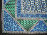 Toalha de mesa geométrica floral quadrada de algodão 70" x 70" azul