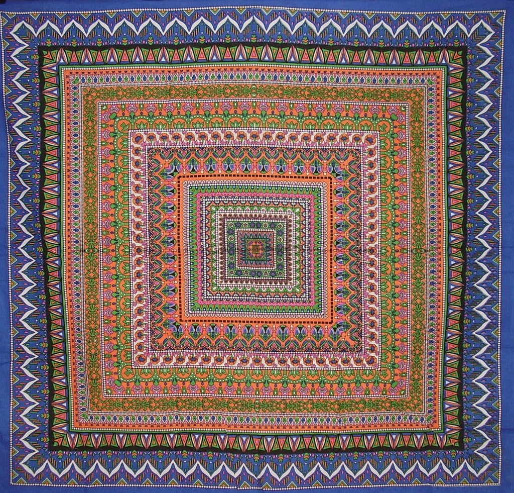 Mantel cuadrado de algodón con patrón geométrico, 70 "x 70", multicolor
