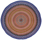 Geometric Pattern Round Cotton Tablecloth 90" x 90" Multi Color